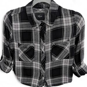 Rails XS Black Flannel Crop Top
